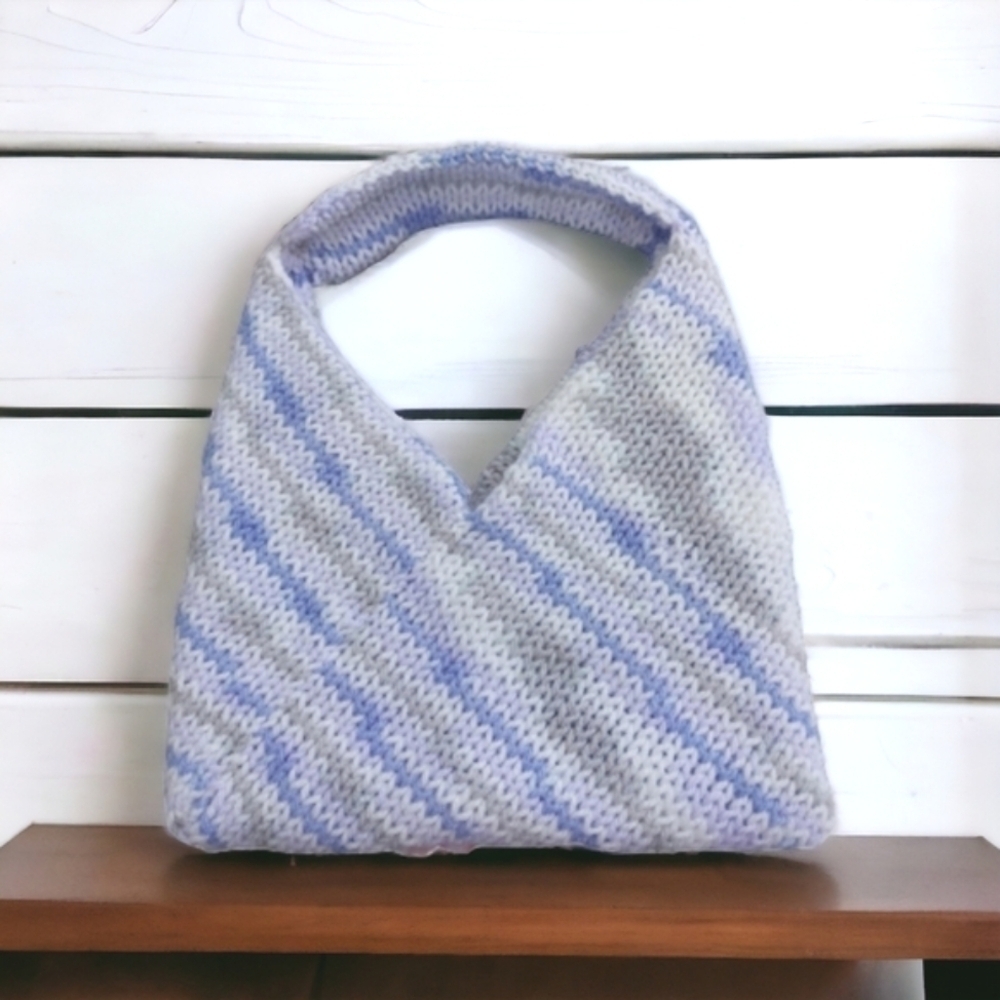 Hand Knit One Of A Kind Small Tote Style Handbag